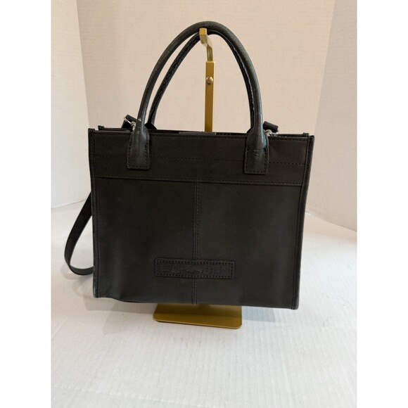 Vintage Fossil Satchel Purse Genuine Leather Black Snap Closure 75082 Handcrafte - Picture 2 of 16